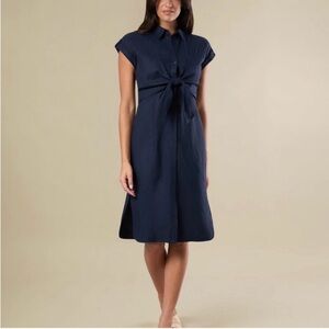 Rachel Parcell 100% Linen Navy Midi Dress Sz XS.